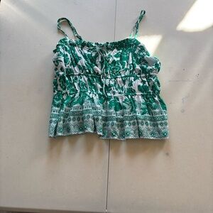 Francesca's Collections Green and White Floral Camisole size small nwt
